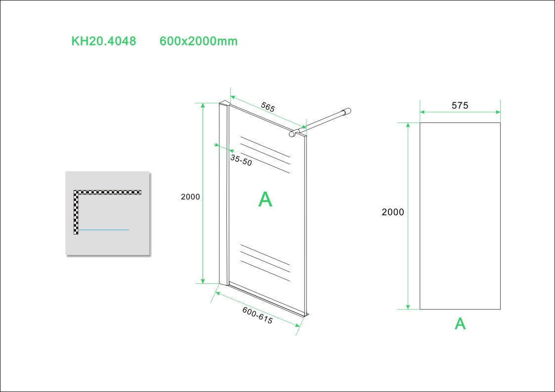 Eco inloopdouche 60 cm 8 mm Nano 8719323030640