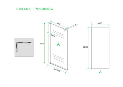Wiesbaden Eco inloopdouche 70x200 cm - 8mm NANO glas