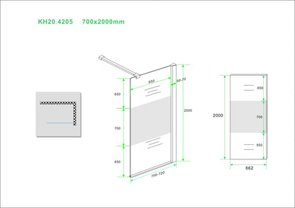 Partly inloopdouche gedeeltelijk matglas 70 cm 10 mm Nano 8718858075171