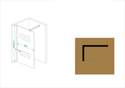 Wiesbaden Comfort inloopdouche 90x200 cm - 10mm NANO gedeeltelijk matglas