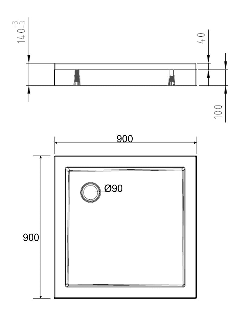 Compo acryl douchebak 90 x 90 x 4 cm vierkant wit 8719323031395