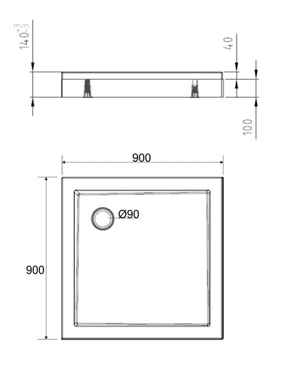 Compo acryl douchebak 90 x 90 x 4 cm vierkant wit 8719323031395