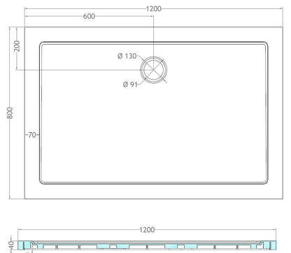 Wiesbaden luxe douchebak SMC rechthoek 120x80x4 wit