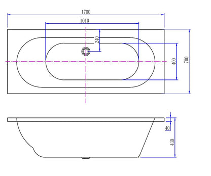 Portus ligbad acryl 170 x 70 x 43 cm wit 8719323032675