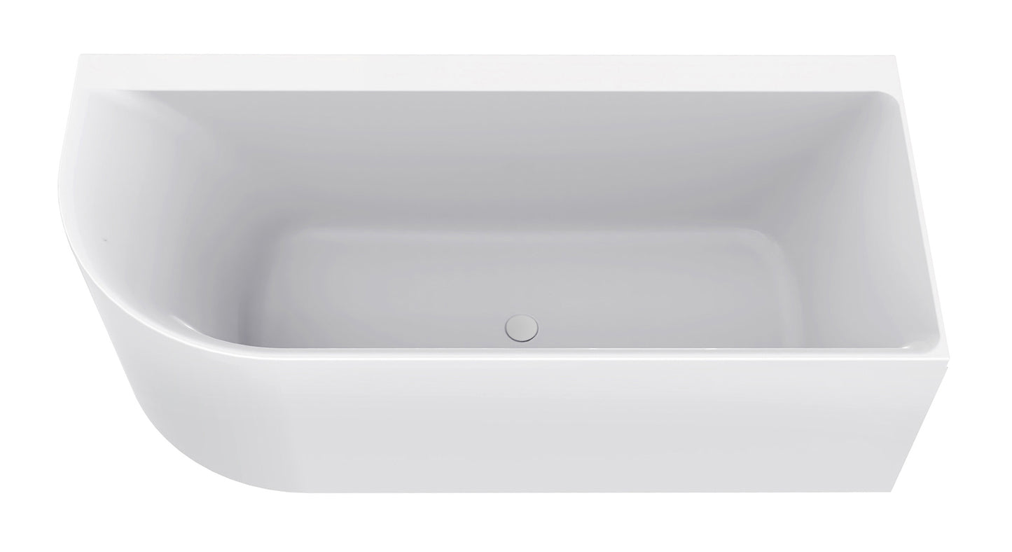 Zenn hoekbad rechts 180 x 80 cm acryl glans wit met waste glans wit