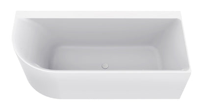 Zenn hoekbad rechts 180 x 80 cm acryl glans wit met waste glans wit