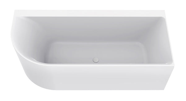 Zenn hoekbad rechts 180 x 80 cm acryl glans wit met waste glans wit