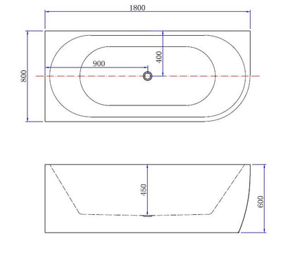 Wiesbaden Corner links acryl hoekbad 180x80 wit