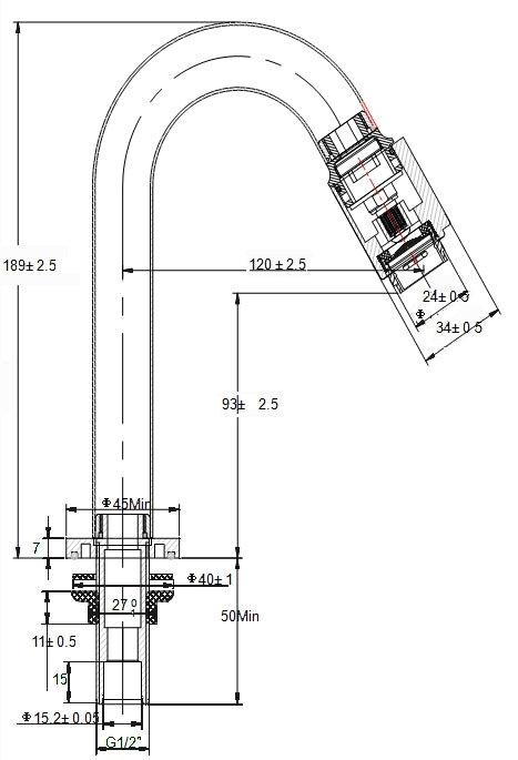 Wiesbaden Victoria toiletkraan mat zwart