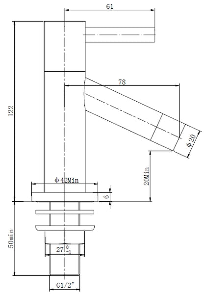 Wiesbaden Benga toiletkraan 1/2'' chroom
