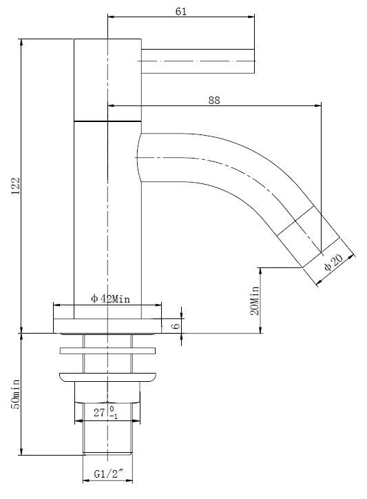Wiesbaden Cadans toiletkraan 1/2' 'chroom