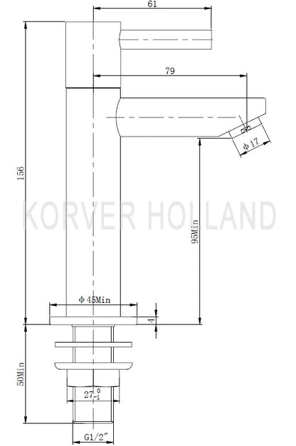Wiesbaden Amador XL toiletkraan hoog 1/2''geborsteld staal