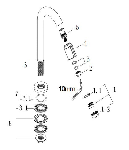 Wiesbaden Victoria luxe toiletkraan 1/2'' geborsteld staal