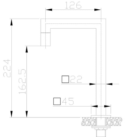 Wiesbaden Kappa toiletkraan staand hoekig vierkant chroom