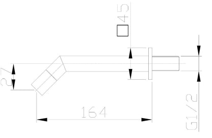 Wiesbaden Kappa toiletkraan muurbevestiging vierkant chroom