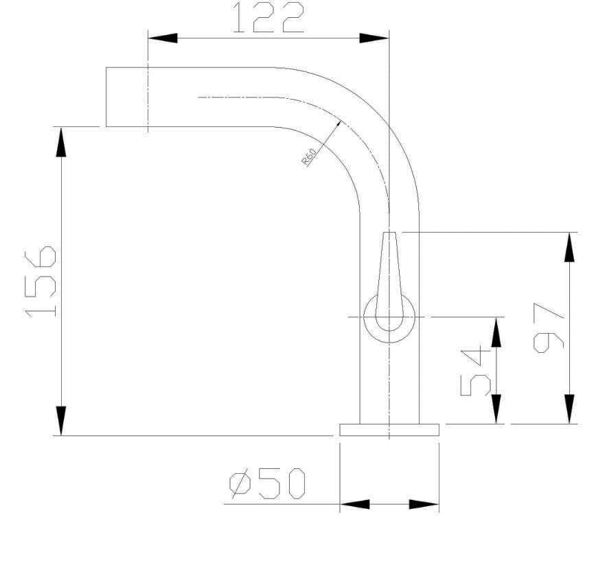 Wiesbaden Alpha toiletkraan staand plat chroomf