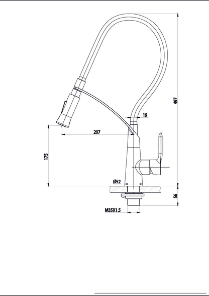 Tulsa keukenkraan met flexibele handdouche RVS 8718858077670