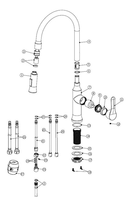 Wiesbaden 304-Oxford RVS Keukenkraan + uittrekb.handdouche