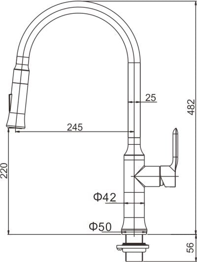 Oxford keukenkraan met uittrekbare handdouche RVS 8718858077687