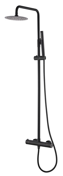 Wiesbaden 304 RVS douche-opbouwset + therm. kraan matzwart