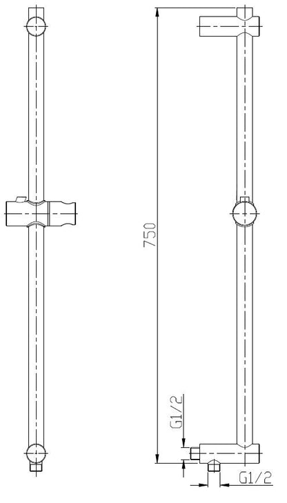 Caral glijstang met wateraansluiting 75 cm RVS 8718858077700