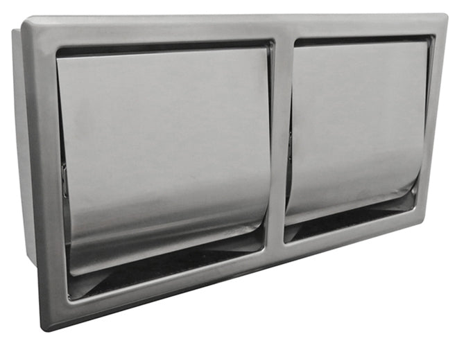 Sunk dubbele inbouw toiletrolhouder met klep RVS 8719956082382