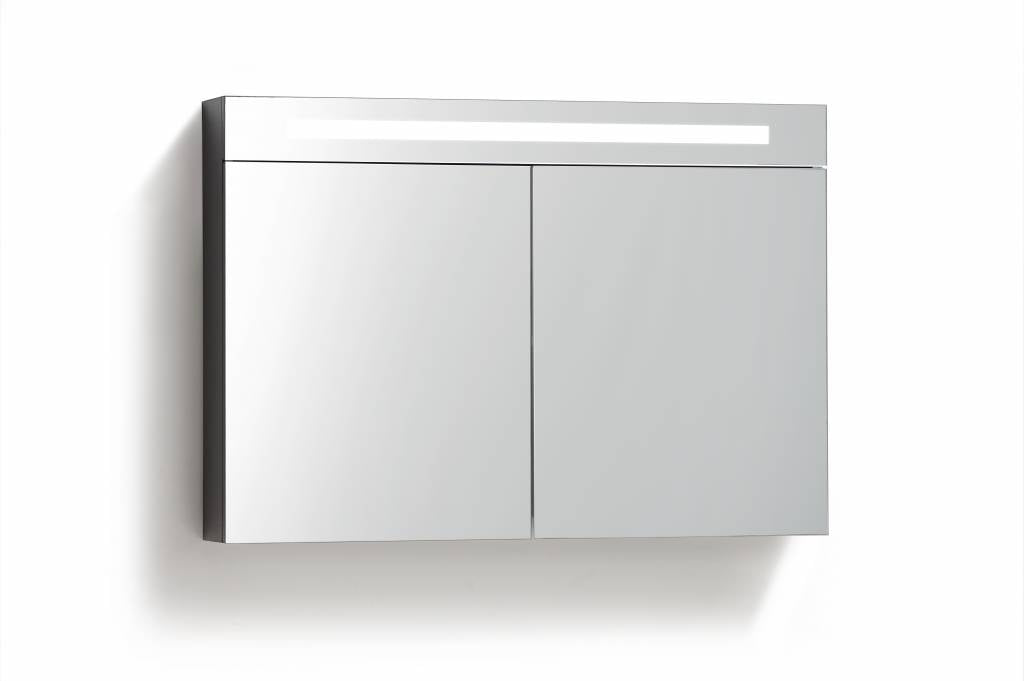 Spiegelkast 120 met LED verlichting Zwart Wenge