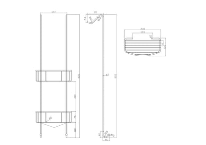 Wiesbaden Domo chroom ophangrek tbv glazen wand 80cm