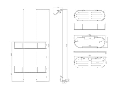 Wiesbaden Style chroom ophangrek tbv glazen wand 80cm