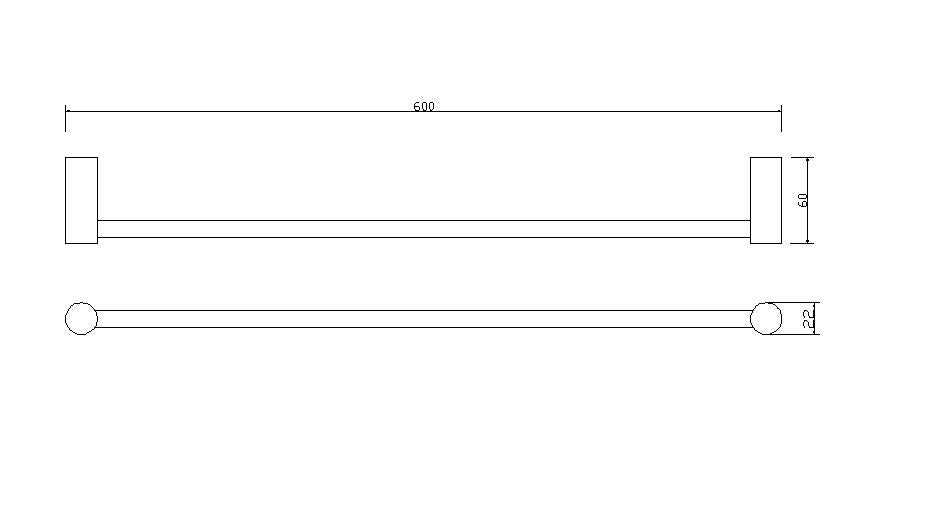 Wiesbaden Ida enkele handdoekrek 60cm zwart