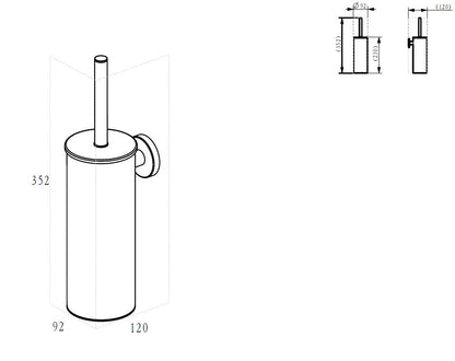 Alonzo toiletborstel met houder gunmetal wand-model