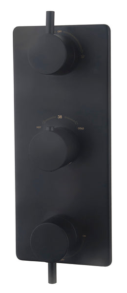 Wiesbaden Caral afbouwdeel inbouwthermostaat 3 weg  zwart