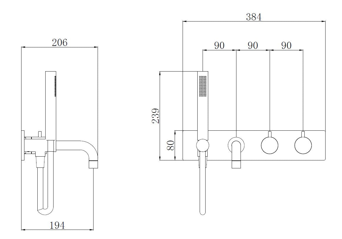 Style inbouw badmengkraan zwart 8719956082290