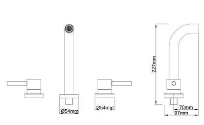 Wiesbaden Caral 2-knops wastafel-afbouwdeel matzwart