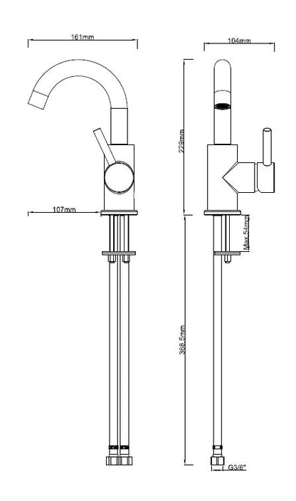 Caral draaibare wastafelkraan met waste zwart 8719323038318