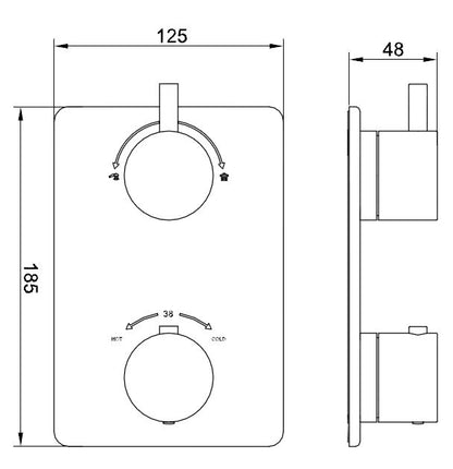 Caral inbouw douchekraan afbouwset 2-weg chroom 8718053680170
