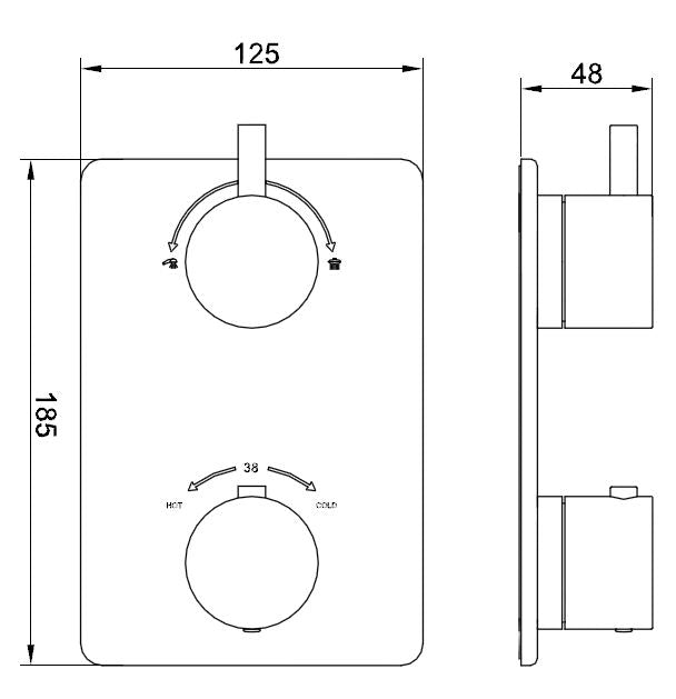 Wiesbaden Caral afbouwdeel inbouwthermostaat 2 weg chroom