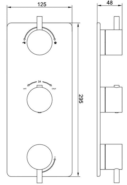 Wiesbaden Caral afbouwdeel inbouwthermostaat 3 weg chroom
