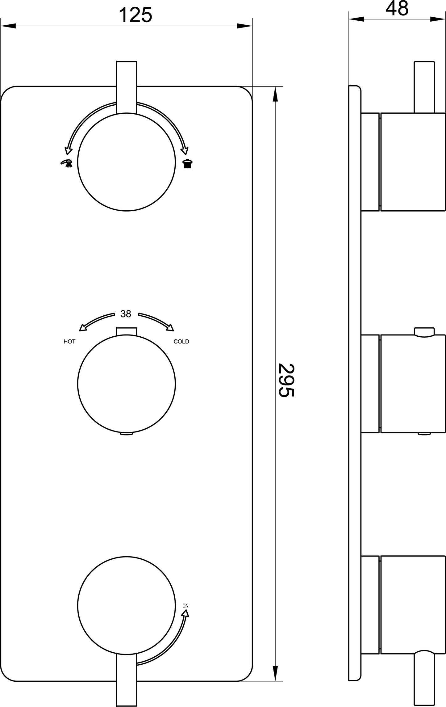 Wiesbaden Caral afbouwdeel inbouwthermostaat 3 weg geborsteld staal