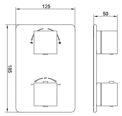 Rombo inbouw douchekraan afbouwset 2-weg chroom 8718053680194