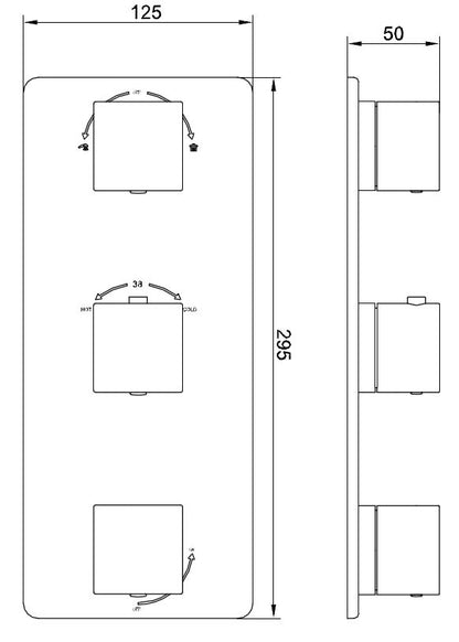 Rombo inbouw douchekraan afbouwset 3-weg chroom 8718053680200