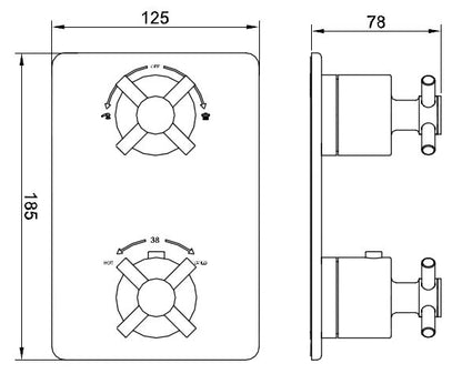 Cross inbouw douchekraan afbouwset 2-weg chroom 8718053680217