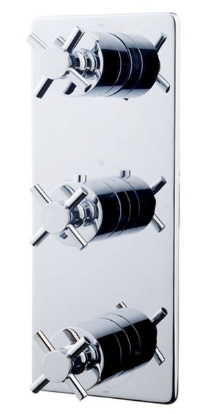 Wiesbaden Cross afbouwdeel inbouwthermostaat 3 weg chroom