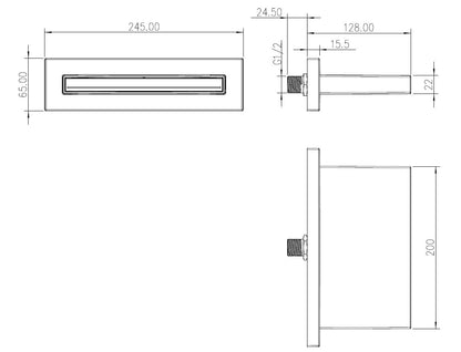 Wiesbaden ABS waterval bad-uitloop 200x22 chroom