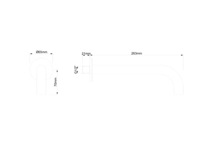 Caral inbouw uitloop 25 cm zwart