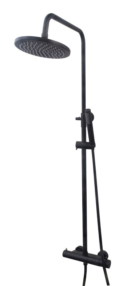 Caral thermostatische doucheopbouwset 20 cm zwart