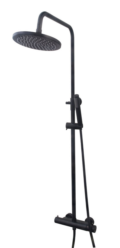 Caral thermostatische doucheopbouwset 20 cm zwart