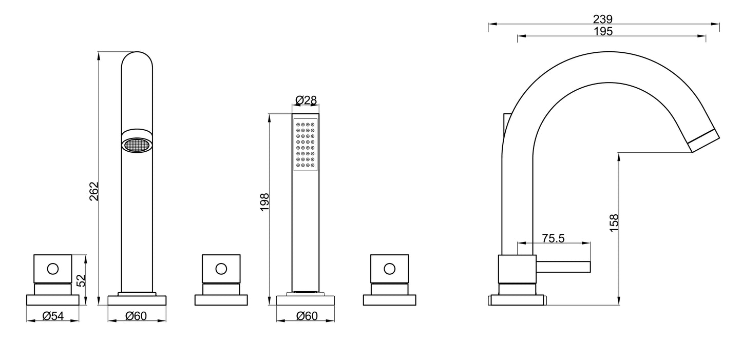 Wiesbaden Caral 5-gats badrandcombinatie mat-zwart