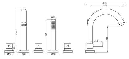 Wiesbaden Caral 5-gats badrandcombinatie mat-zwart