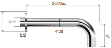 Wiesbaden inbouw-uitloop rond 20cm 1/2'' zwart